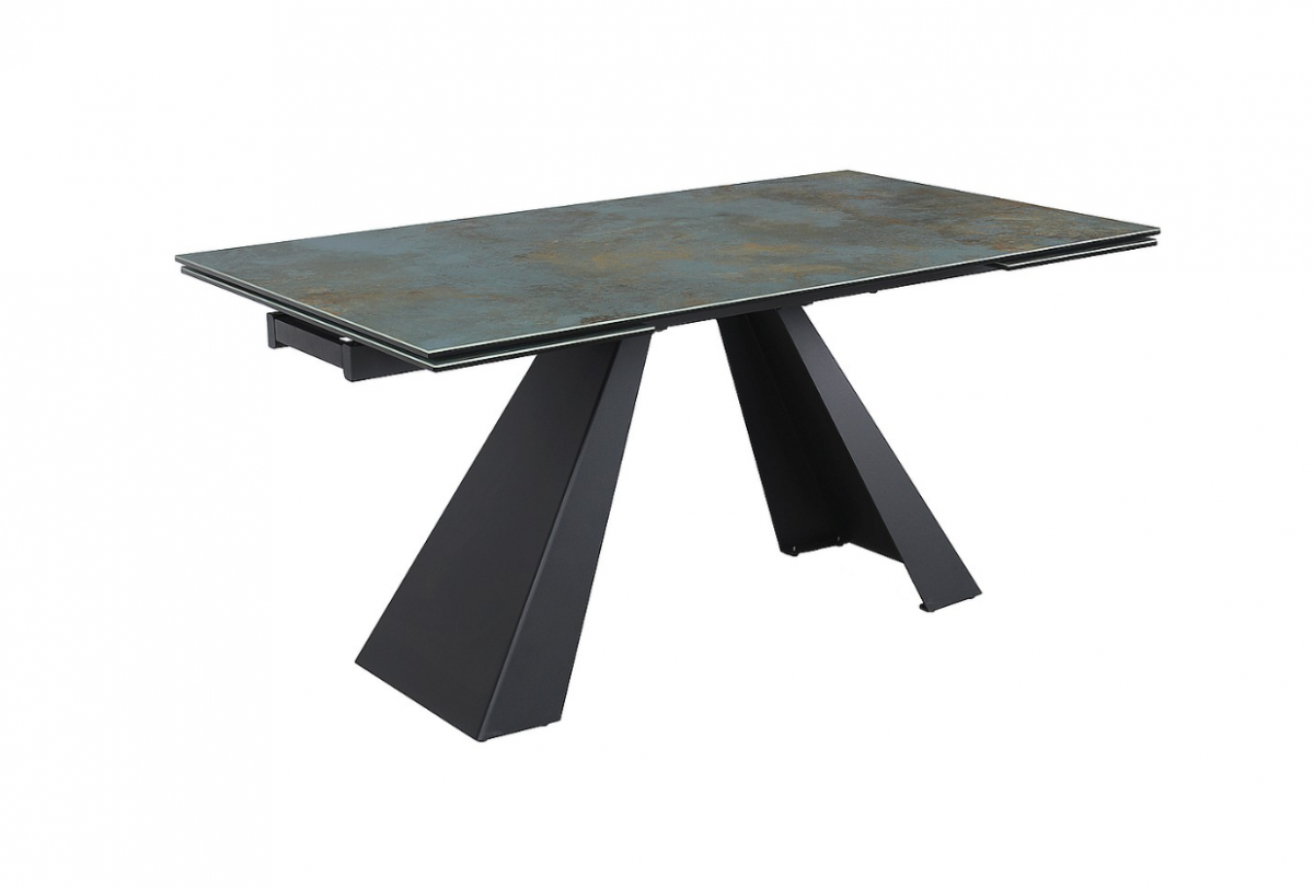 Стол обеденный раскладной Salvadore Ceramic Signal 90х160 Ossido Verde/черный мат