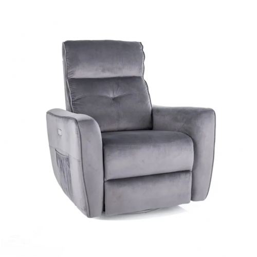 Кресло раскладное массажное Helios Velvet M Signal серый